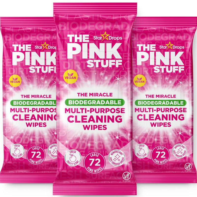 Stardrops The Pink Stuff Miracle Multi-Purpose Cleaning Wipes - 216 Count - Tough on Grease, Grime, and Dirt - All-Purpose Cleaner for Kitchen, Bathroom, and More - Image 1